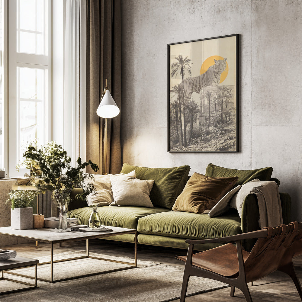 Giant Tiger In Ruins - Poster / Art Print - interiör