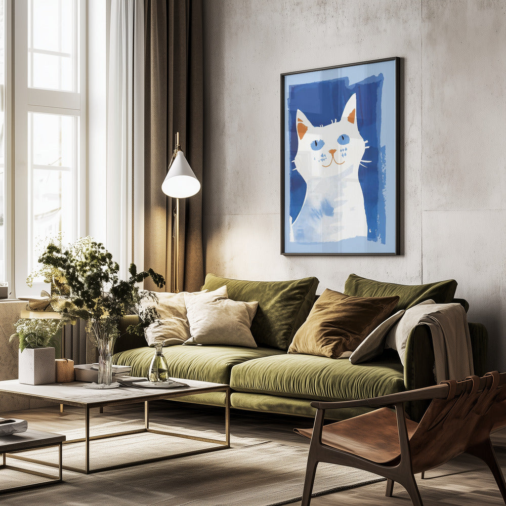 Cat In Blue - Poster / Art Print - interiör