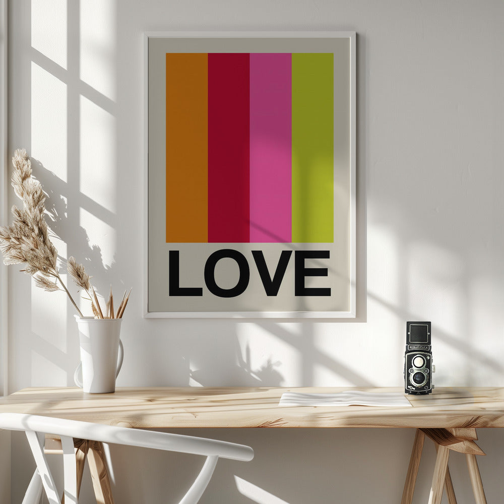 Retro Stripe LOVE Fruit - Poster / Art Print - interiör