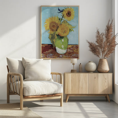Vase With Three Sunflowers - Poster / Art Print - interiör