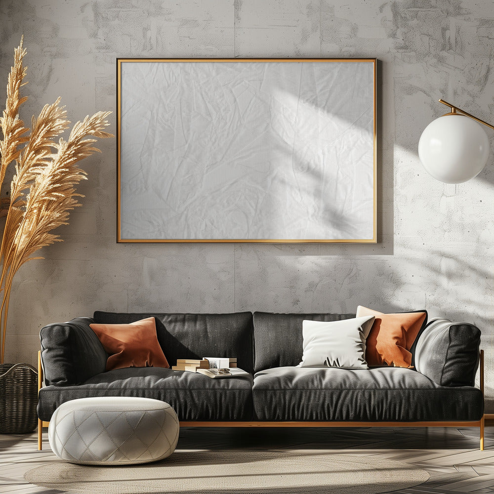 White Canvas Resembling Crumpled Paper - Poster / Art Print - interiör