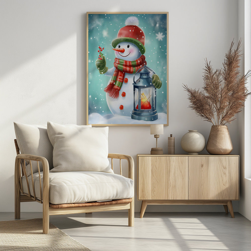 Cute Snowman No 2 - Poster / Art Print - interiör