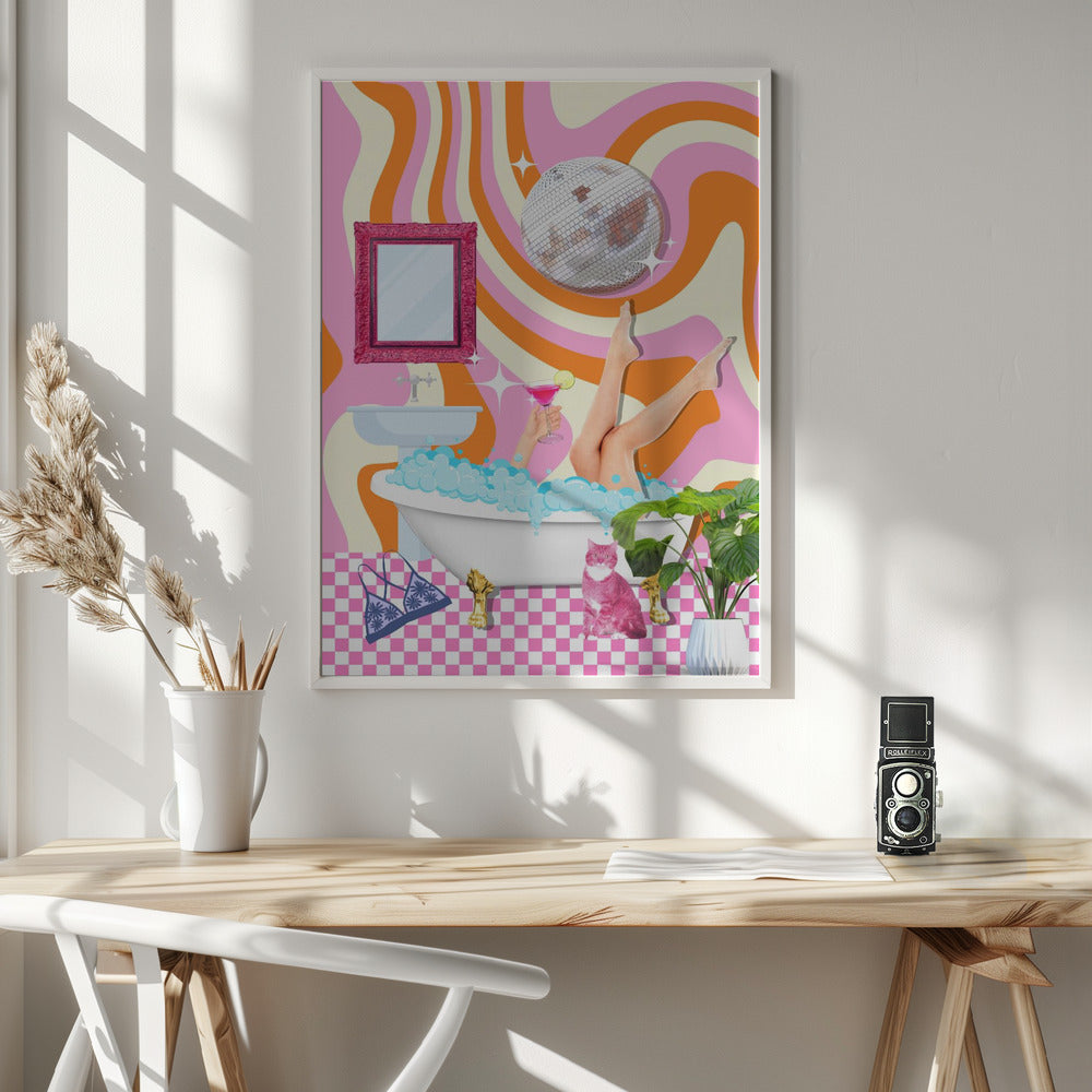 Groovy Bathtub Bliss - Poster / Art Print - interiör