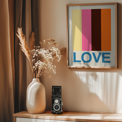 Retro Stripe LOVE Summer Fruits - Poster / Art Print - interiör