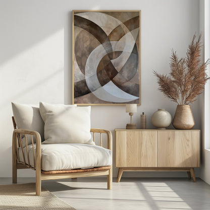 Abstract Art Beige Brown Geo Abstract - Poster / Art Print - interiör