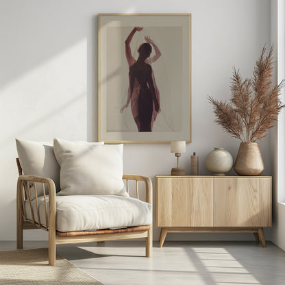 Silhouette of a Woman Draped in Sheer Fabric - Poster / Art Print - interiör