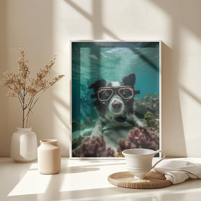 Border Collie Dive 3 - Poster / Art Print - interiör
