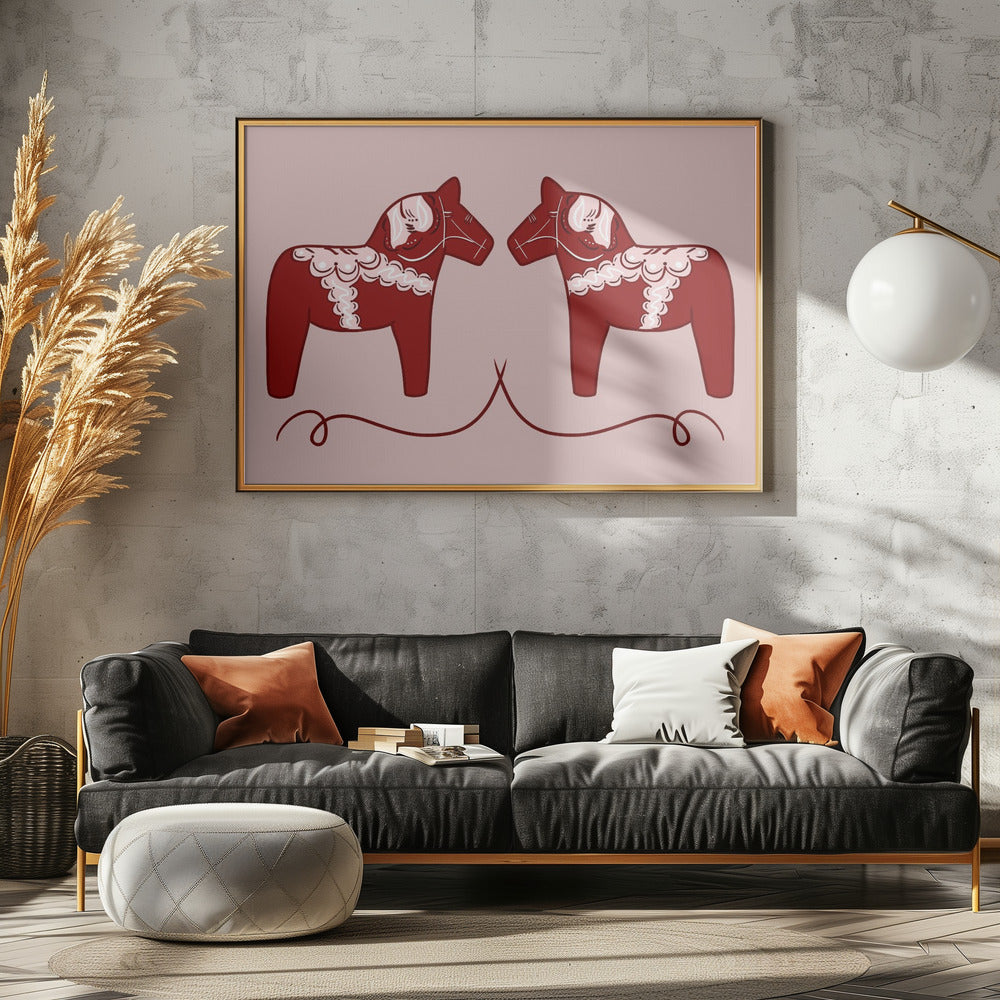 Dala Horses - Poster / Art Print - interiör