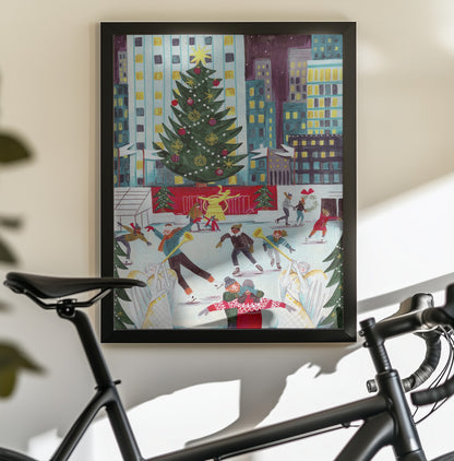 Ice skating at Rockefeller center - Poster / Art Print - interiör