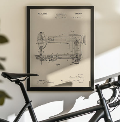 Sewing Machine Patent 1944 - Poster / Art Print - interiör