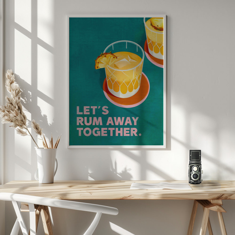 Rum Away Beach Bar Cocktail Art - Poster / Art Print - interiör