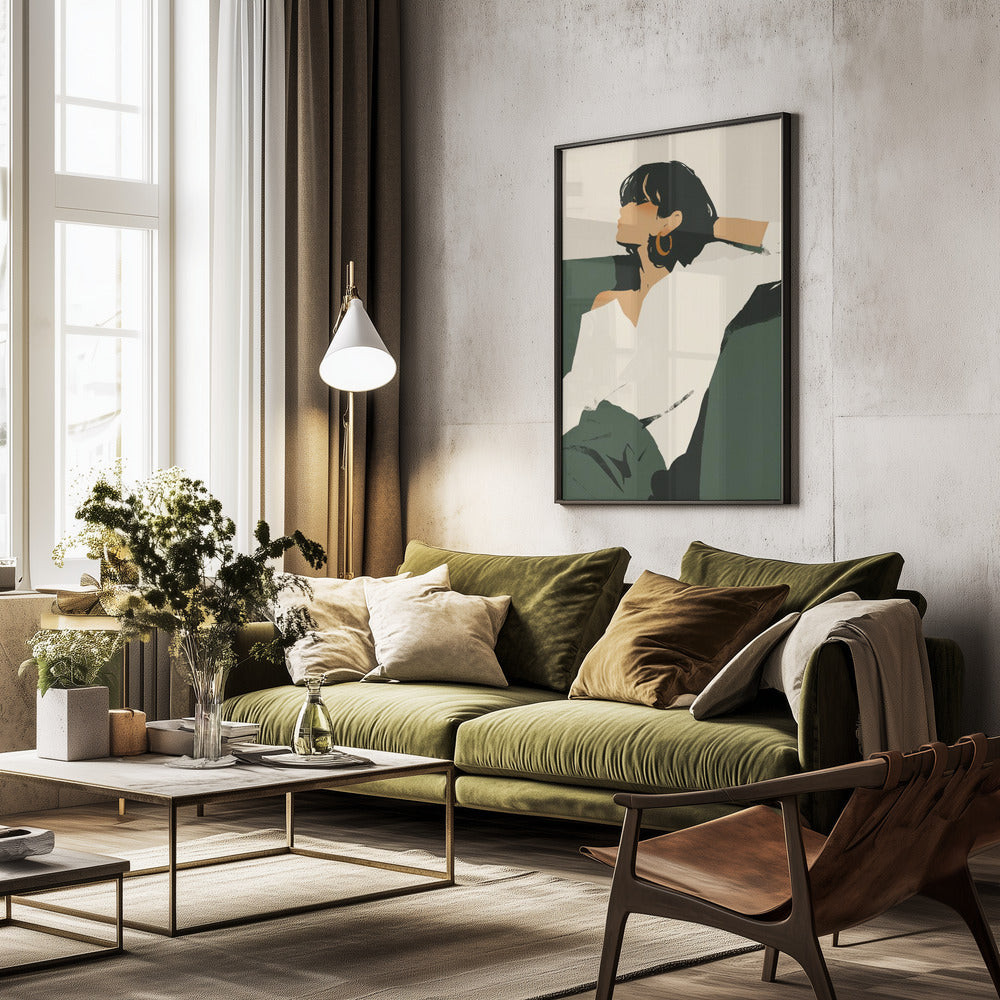 Relaxing woman - Poster / Art Print - interiör