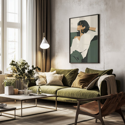 Relaxing woman - Poster / Art Print - interiör