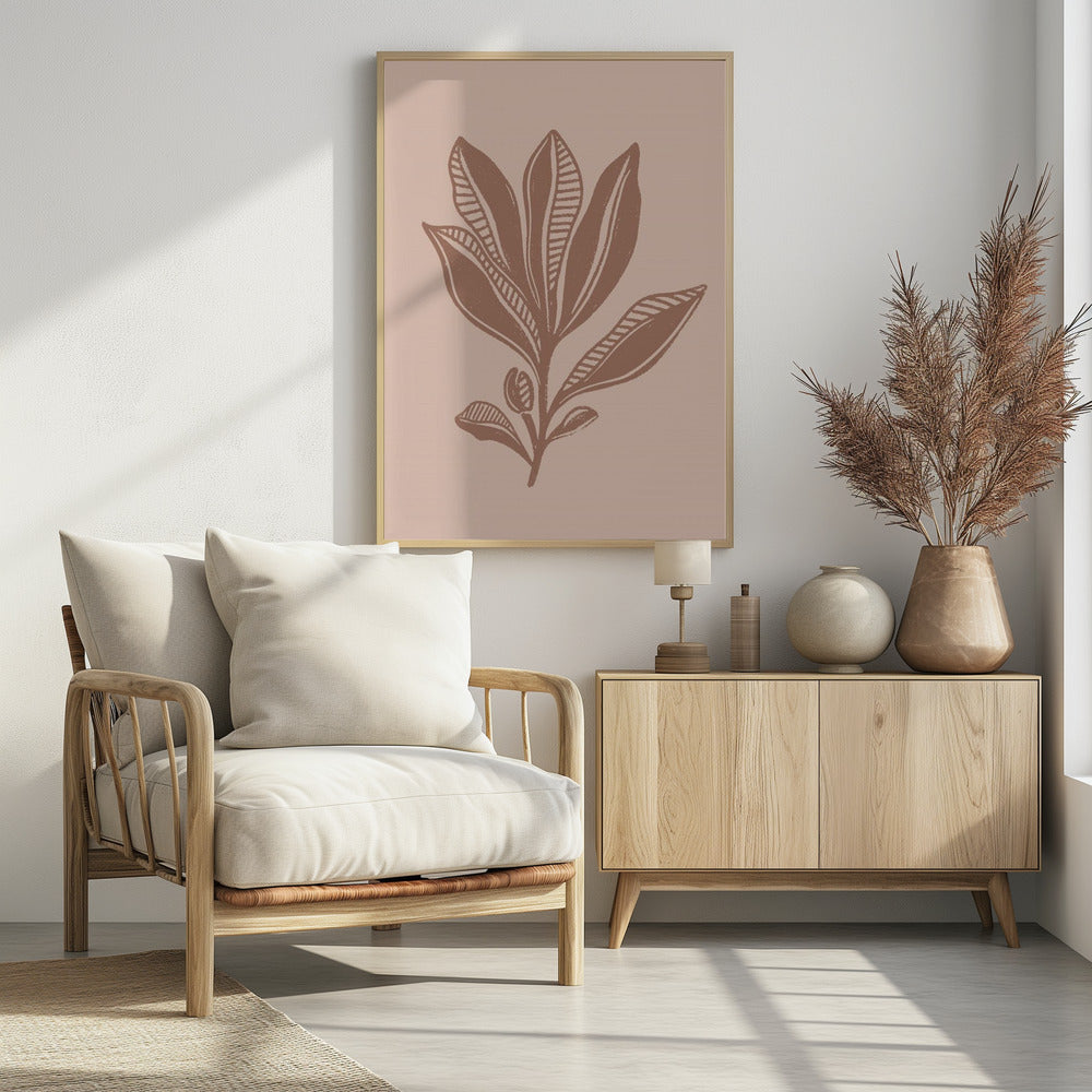 Mocha Foliage - Poster / Art Print - interiör