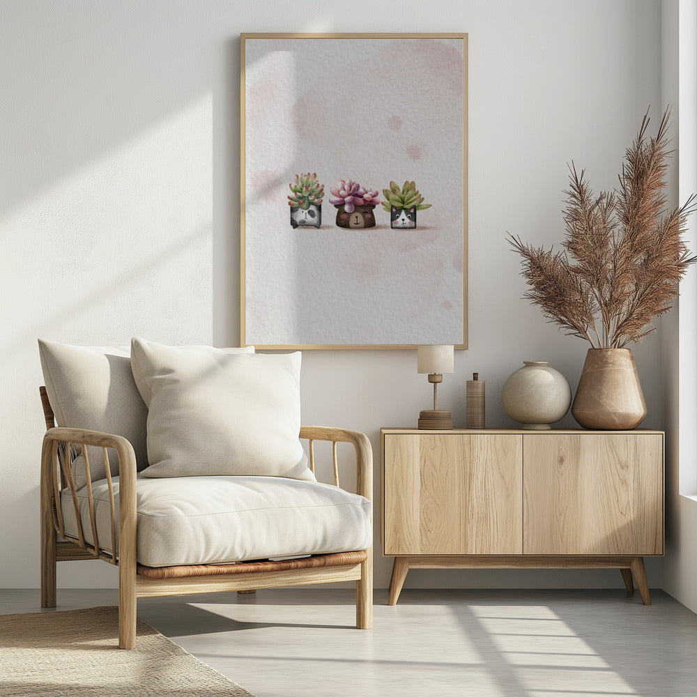 Cute Succulents - Poster / Art Print - interiör