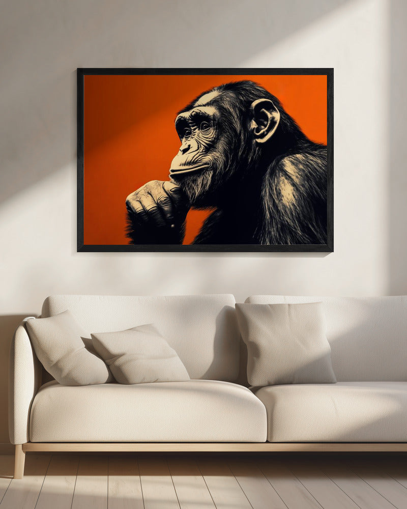 Thinking Monkey - Poster / Art Print - interiör