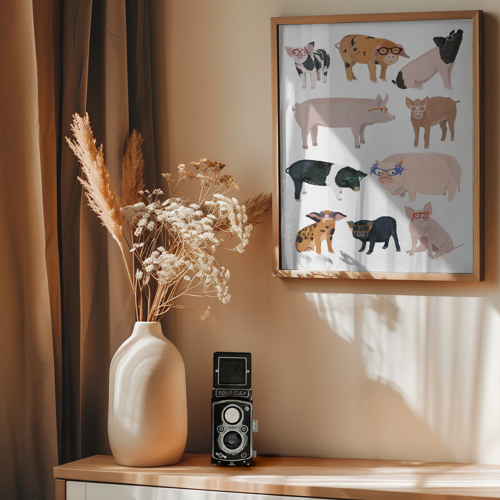 Pigs Glasses - Poster / Art Print - interiör