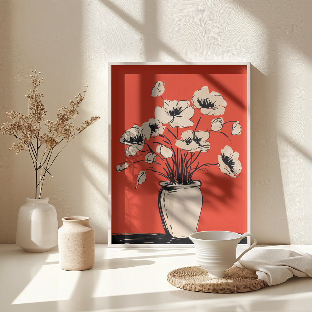 Poppies in a Vase - Poster / Art Print - interiör