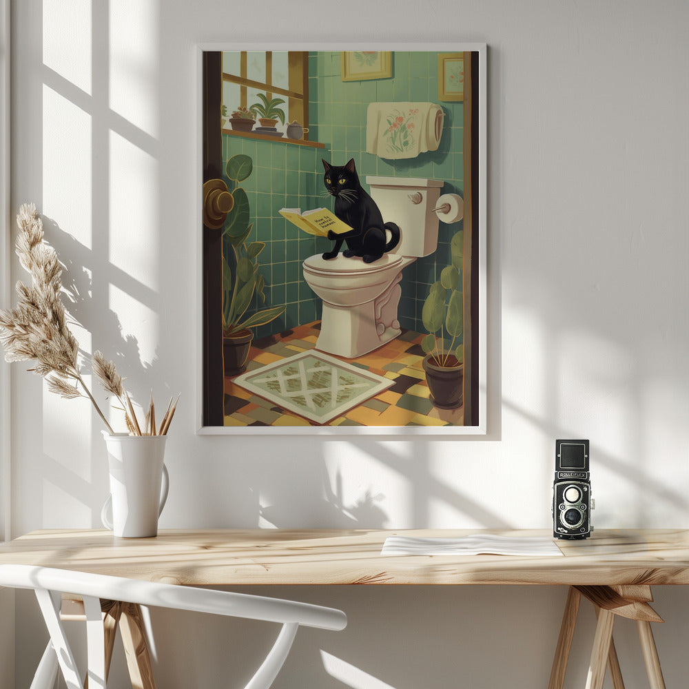 Toilet Cat - Poster / Art Print - interiör