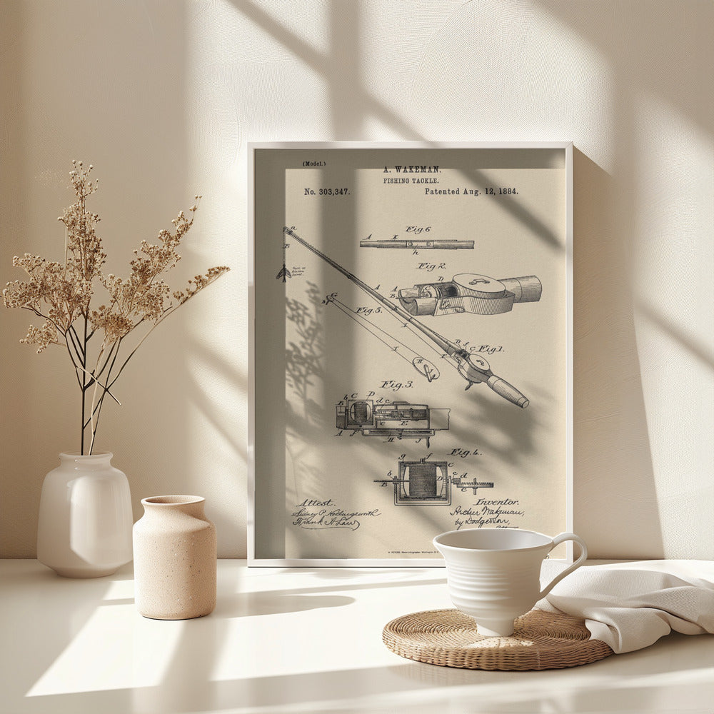 Fishing Tackle Patent 1884 - Poster / Art Print - interiör