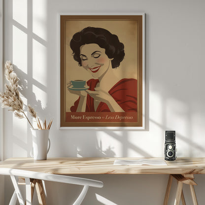 More Espresso - Less Depresso - Poster / Art Print - interiör