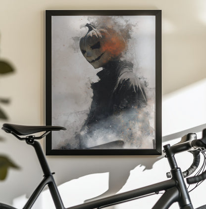 Man With Pumpkin Halloween Scene (1) - Poster / Art Print - interiör