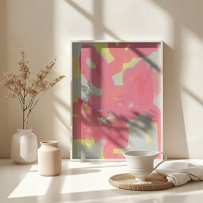 Pink, Grey, Yellow Abstract - Poster / Art Print - interiör