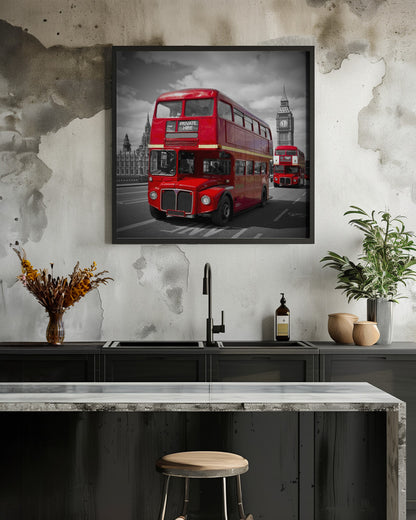 LONDON Red Buses on Westminster Bridge - Poster / Art Print - interiör