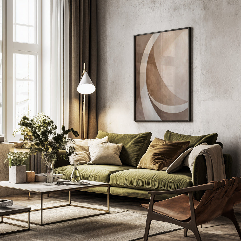 Abstract Art Beige Brown Geo Abstract - Poster / Art Print - interiör