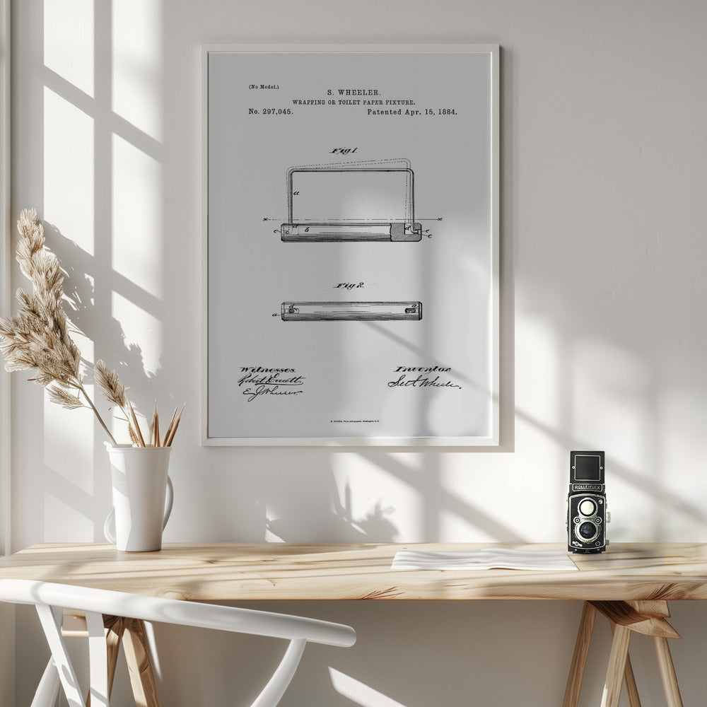 Toilet Paper Fixture Patent 1884 - Poster / Art Print - interiör