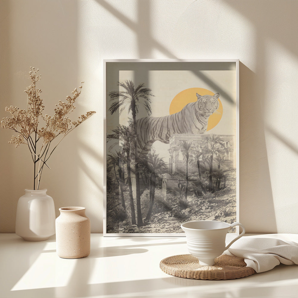 Giant Tiger In Ruins - Poster / Art Print - interiör