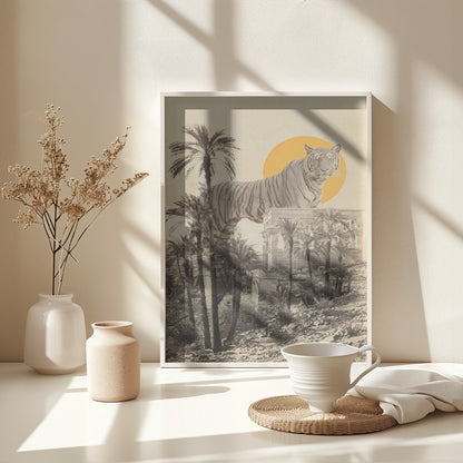 Giant Tiger In Ruins - Poster / Art Print - interiör