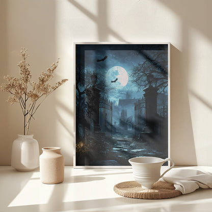 Grave Stones Halloween Scene (1) - Poster / Art Print - interiör