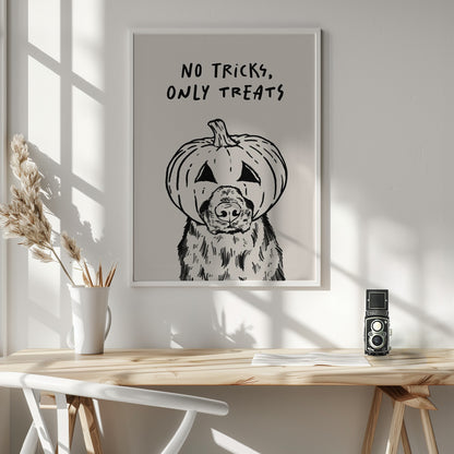 No Tricks Only Treats Pumpkin Dog - Poster / Art Print - interiör