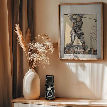 Man Swinging Golf Club (1915) - Poster / Art Print - interiör