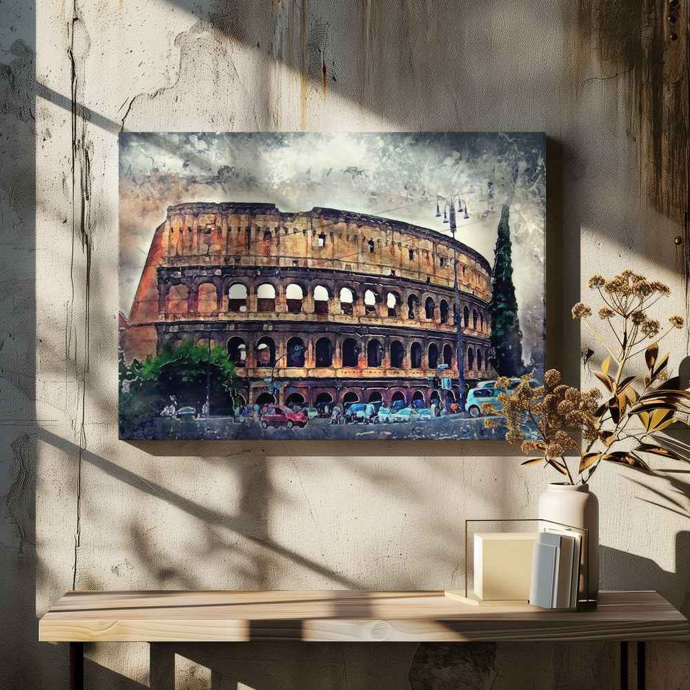 Rome Italy Colosseum Watercolor Art (2) - Poster / Art Print - interiör