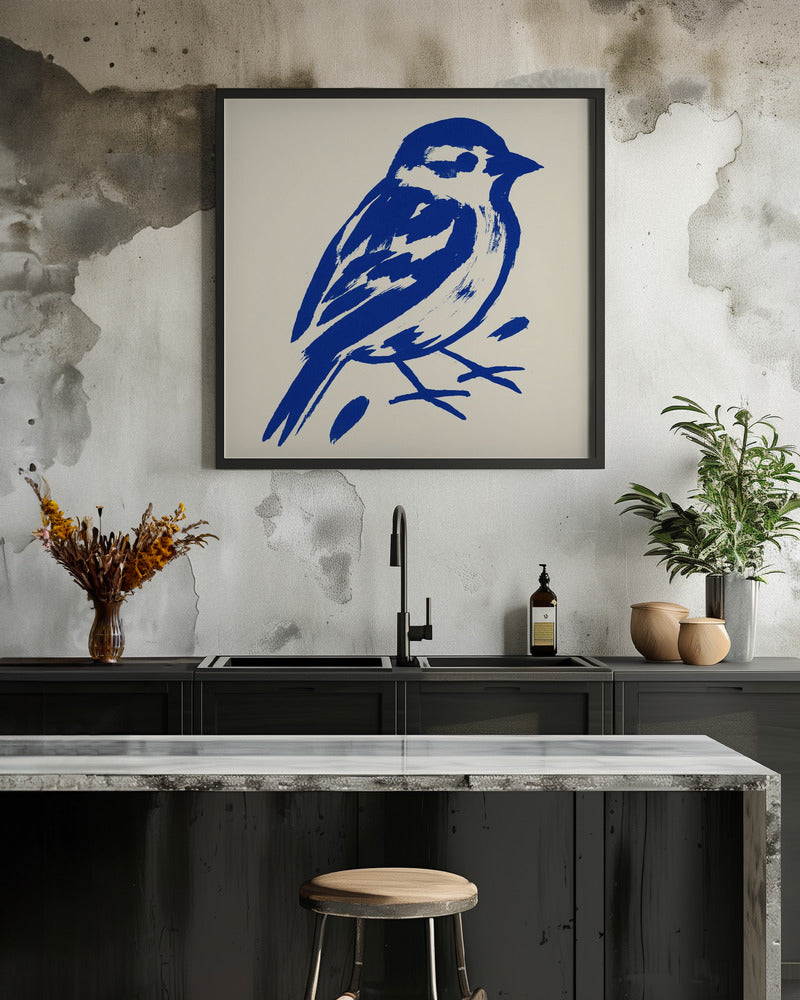 Blue sparrow - Poster / Art Print - interiör