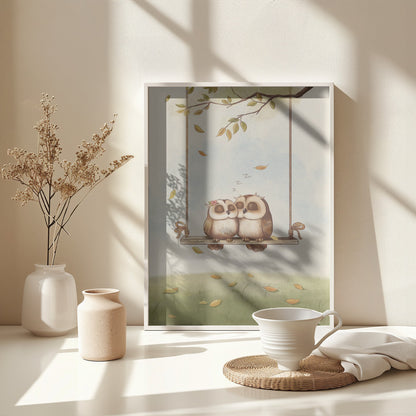 Owls in love - Poster / Art Print - interiör