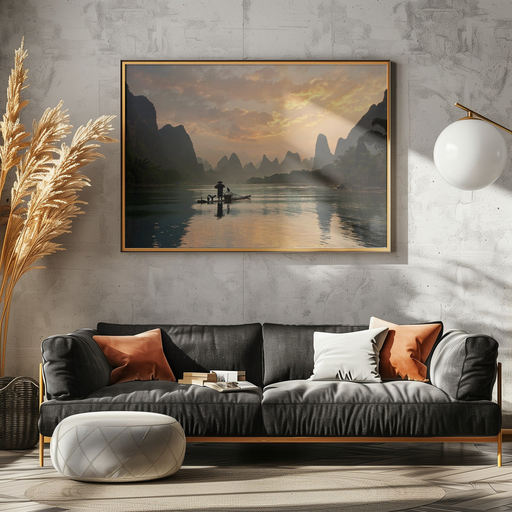 Golden Li River - Poster / Art Print - interiör