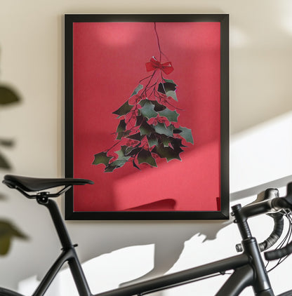 Mistletoe With Red Bow - Poster / Art Print - interiör