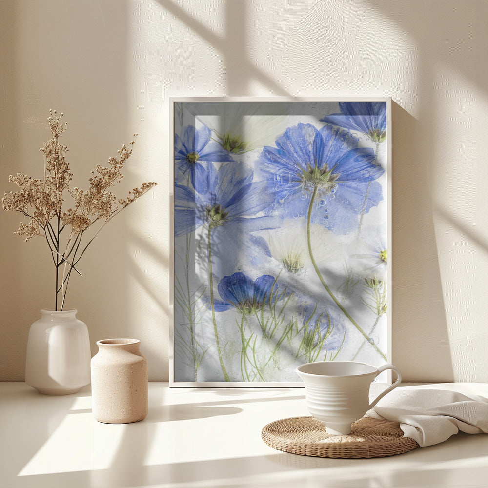 Cosmos blue - Poster / Art Print - interiör