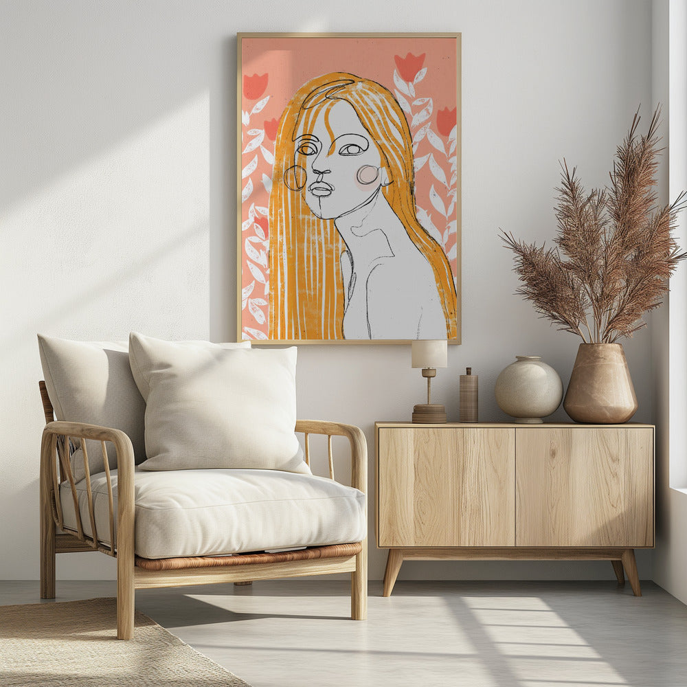 The Tulip Girl (Peach) - Poster / Art Print - interiör