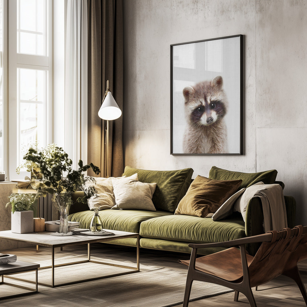 Peekaboo Raccoon - Poster / Art Print - interiör