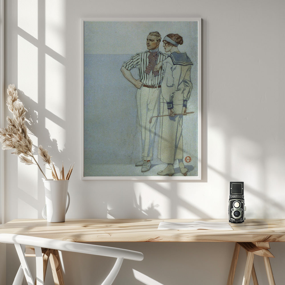 Man and Woman In Sport Clothes (1913) - Poster / Art Print - interiör