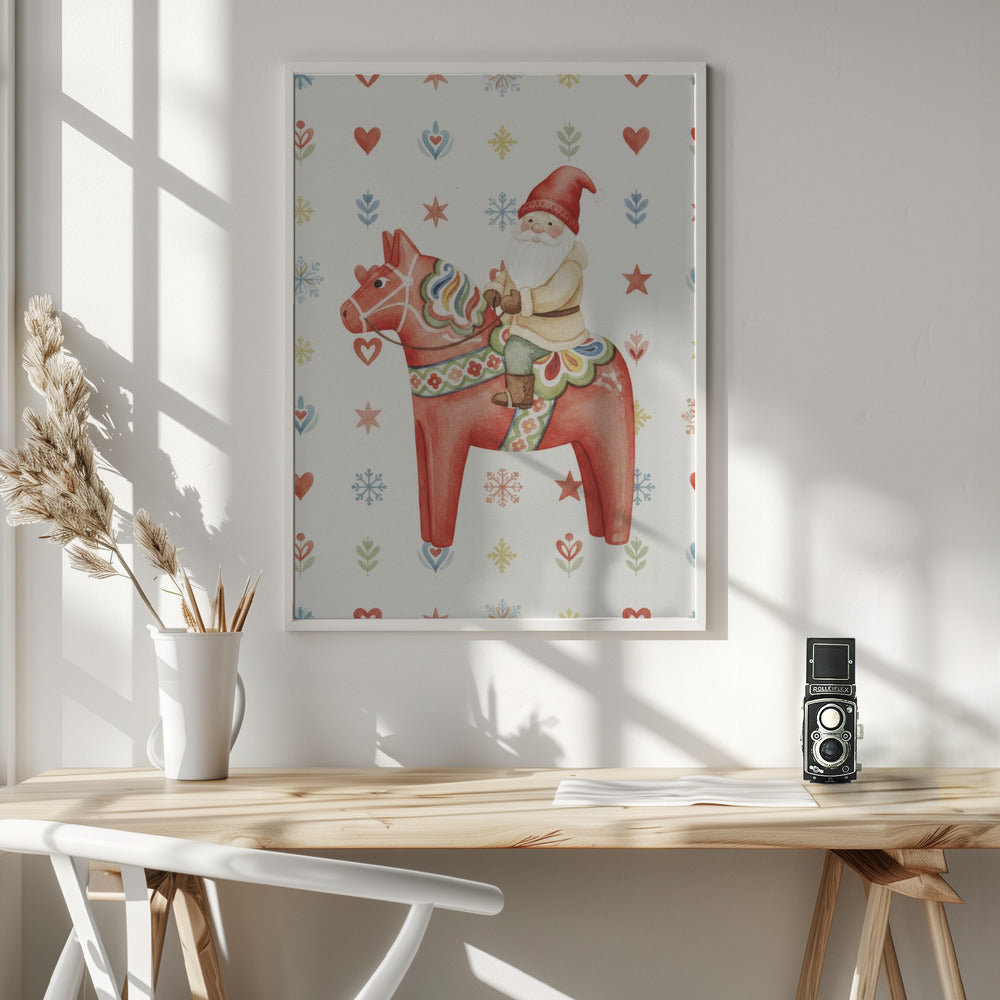 Gnome On Horse - Poster / Art Print - interiör