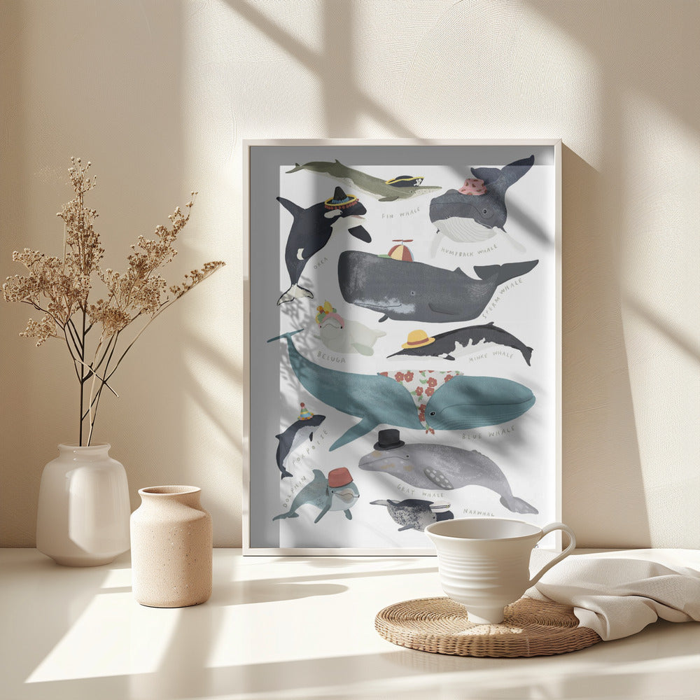 Whales In Hats - Poster / Art Print - interiör