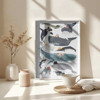 Whales In Hats - Poster / Art Print - interiör