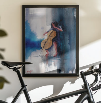 A Musician Playing A Cello - Poster / Art Print - interiör