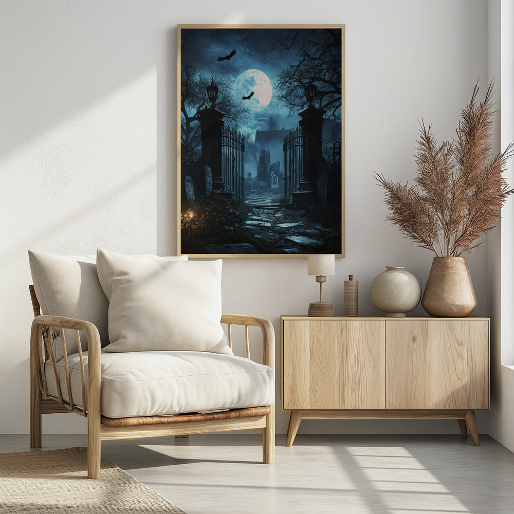 Grave Stones Halloween Scene (1) - Poster / Art Print - interiör