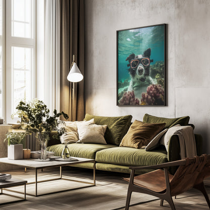 Border Collie Dive 3 - Poster / Art Print - interiör